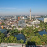 Das  grüne Regierungsviertel:  Kaiserteich (K21/Ständehaus), Schwanenspiegel, Park am Stadttor und Spee'scher Graben (NRW Minister / Stadtmuseum)